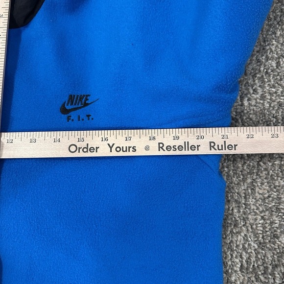 Vintage Nike FIT Fleece Pullover Medium Blue Black Swoosh 90s Techwear Taiwan - Picture 8 of 10